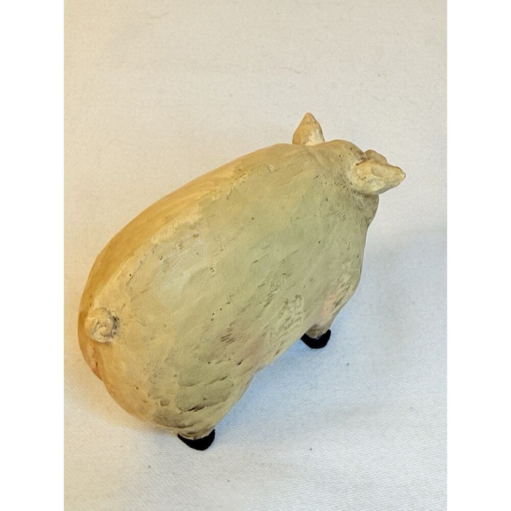 Primitive Folk Art Wooden Pig Figurine Farmhouse Country Decor - Picture 5 of 10
